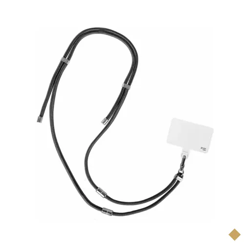 Cordão para Celular Dual Style Universal Ajustável 2x1 Preto com Acessórios…