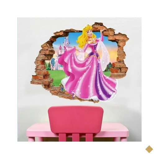 Adesivo de Parede Buraco Falso 3D Princesa Aurora 02 - G 82x100cm