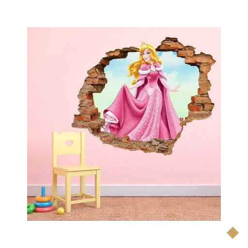 Adesivo de Parede Buraco Falso 3D Princesa Aurora - G 82x100cm