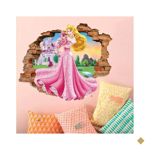 Adesivo de Parede Buraco Falso 3D Princesa Aurora 03 - G 82x100cm