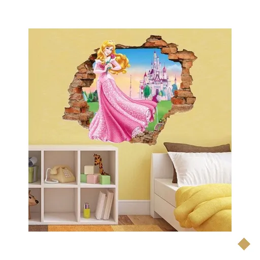 Adesivo de Parede Buraco Falso 3D Princesa Aurora 04 - G 82x100cm