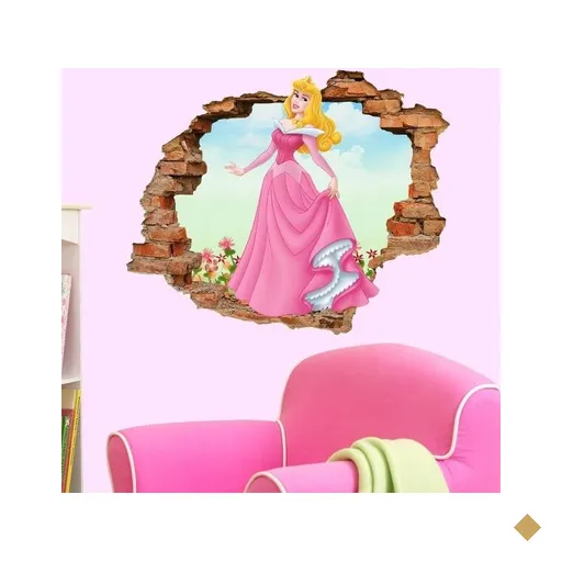Adesivo de Parede Buraco Falso 3D Princesa Aurora 06 - G 82x100cm
