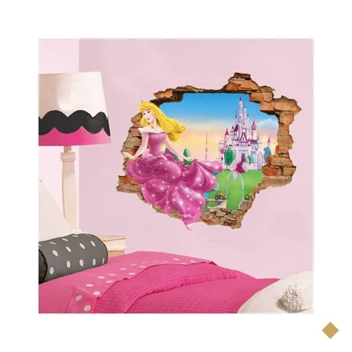 Adesivo de Parede Buraco Falso 3D Princesa Aurora 07 - G 82x100cm