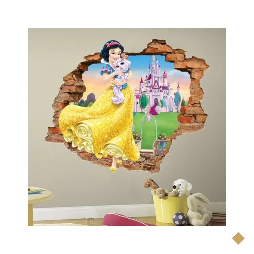 Adesivo de Parede Buraco Falso 3D Branca de Neve 02 - G 82x100cm