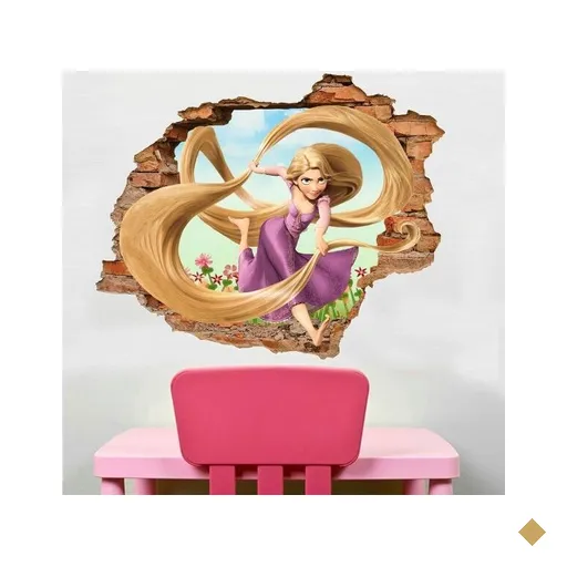 Adesivo de Parede Buraco Falso 3D Infantil Rapunzel 02 - G 82x100cm