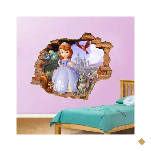 Adesivo de Parede Buraco Falso 3D Princesa Sofia - G 82x100cm