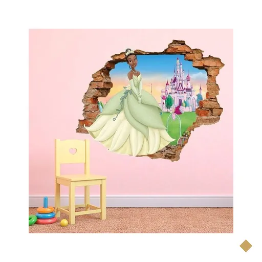 Adesivo de Parede Buraco Falso 3D Princesa Tiana - G 82x100cm