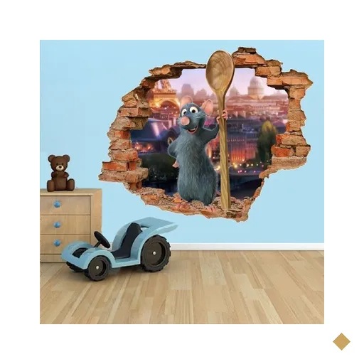 Adesivo de Parede Buraco Falso 3D Infantil Ratatouille - G 82x100cm