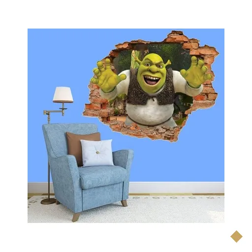 Adesivo de Parede Buraco Falso 3D Infantil Shrek - G 82x100cm