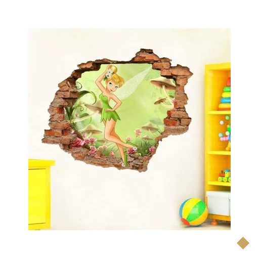 Adesivo de Parede Buraco Falso 3D Infantil Sininho - G 82x100cm