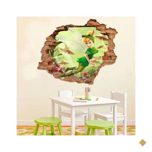 Adesivo de Parede Buraco Falso 3D Infantil Sininho 02 - G 82x100cm