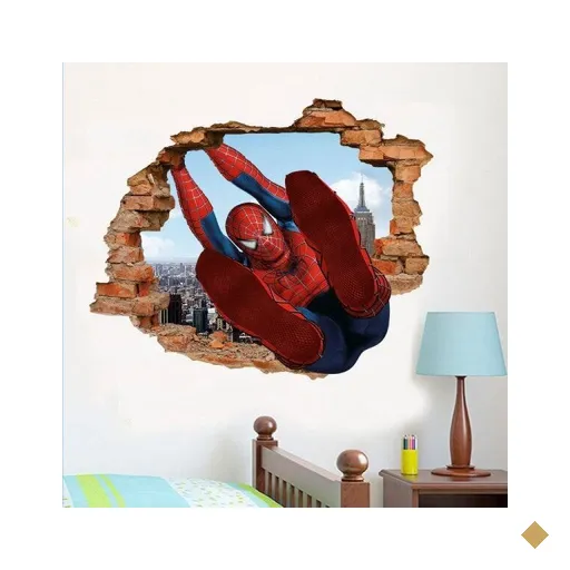 Adesivo de Parede Buraco Falso 3D Homem Aranha - G 82x100cm