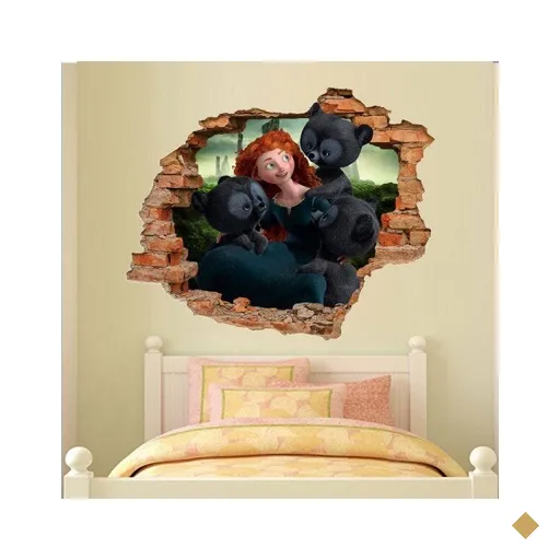 Adesivo de Parede Buraco Falso 3D Infantil Valente - G 82x100cm