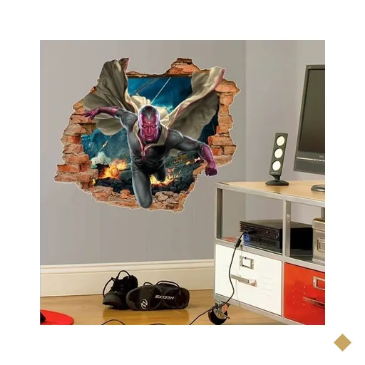 Adesivo de Parede Buraco Falso 3D Infantil Personagem - G 82x100cm