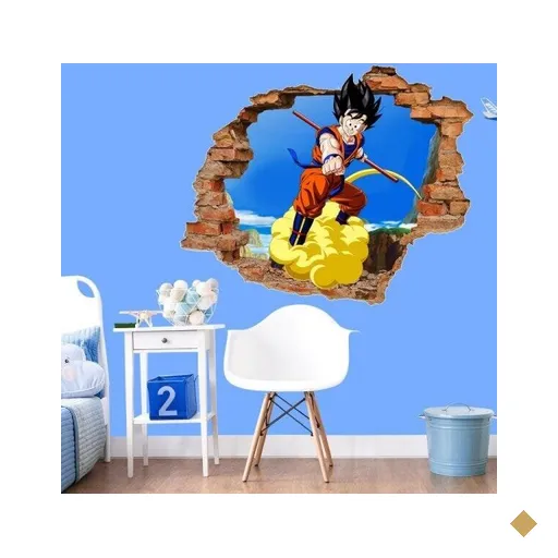 Adesivo de Parede Buraco Falso 3D Dragon Ball 01 Goku - G 82x100cm