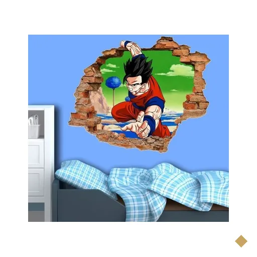 Adesivo de Parede Buraco Falso 3D Dragon Ball 02 Gohan - G 82x100cm