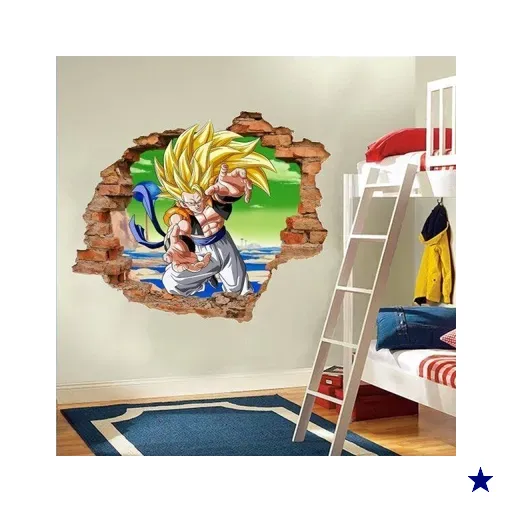 Adesivo de Parede Buraco Falso 3D Dragon Ball 07 - G 82x100cm
