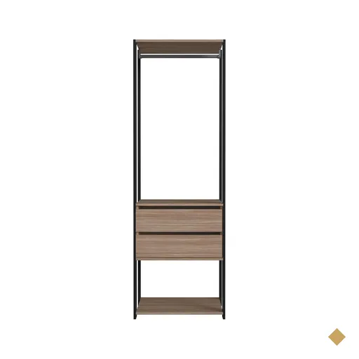 Closet Modulado 60x45x183cm 3 Prateleiras 2 Gavetas 1 Cabideiro ProDecor em MDP…