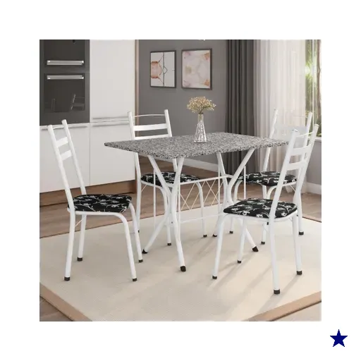 Conjunto De Mesa Itália Com 4 Cadeiras 1,20m Artefamol Branco/ Granitado