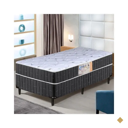 Cama Box Solteiro Conjugado Granada Umaflex Preto / Branco Flor