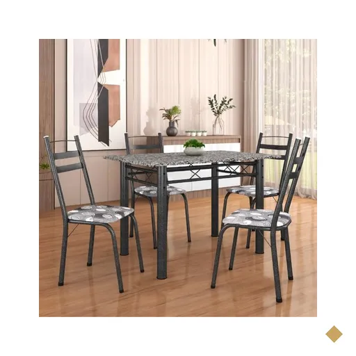Conjunto De Mesa Itália Com 4 Cadeiras 1,20m Artefamol Dark / Granito