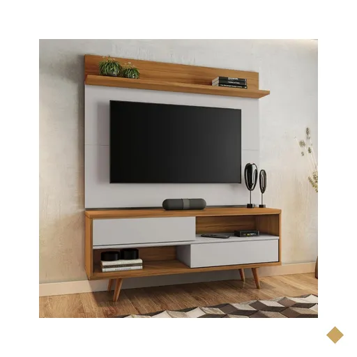 Bancada Retrô com Painel para TV de até 50 Polegadas Notável Off White /…