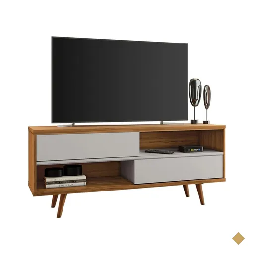 Rack Bancada Para TV até 50 Polegadas NT 1180 Notável Off White / Freijó…