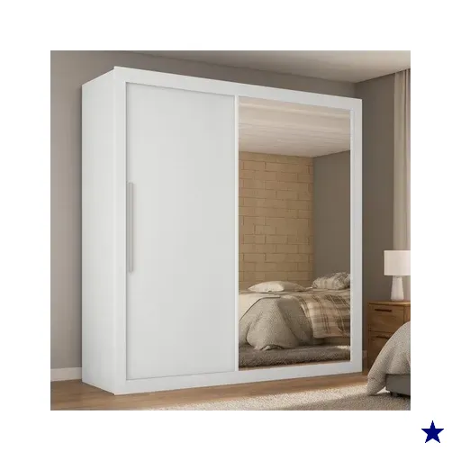 Guarda Roupas 2 Portas Solteiro Real Branco Acetinado