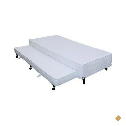 Cama Box Castor Solteiro Poli Branco Acoplado 100x200x27cm