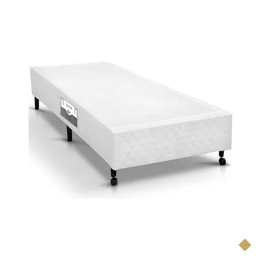 Cama Box Simples Castor Solteiro Poli Branco 120x203x27cm
