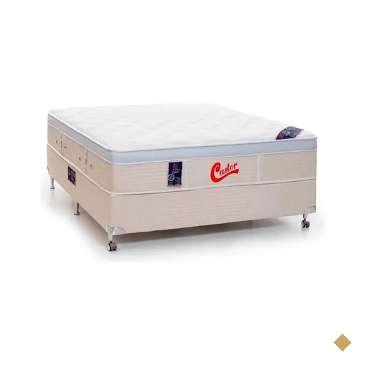 Cama Box + Colchão Castor Casal Vitagel Euro One Face Pocket 138x188x59cm