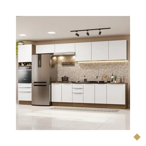 Armário de Cozinha Completa 400cm Rustic/Branco Veludo Lux da Thauane Madesa