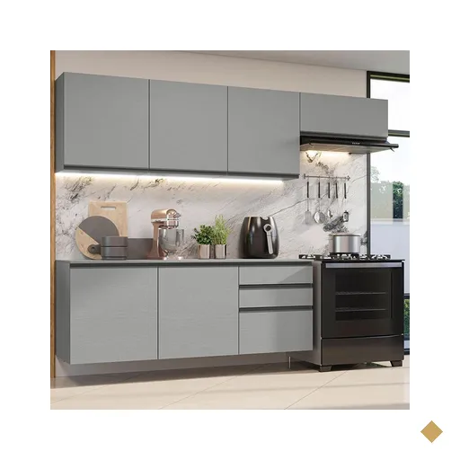 Armário de Cozinha Completa Suspenso 260cm Cinza Nice Madesa 13
