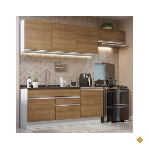 Armário de Cozinha Completa 260cm Branco/Rustic Glamy Madesa 03