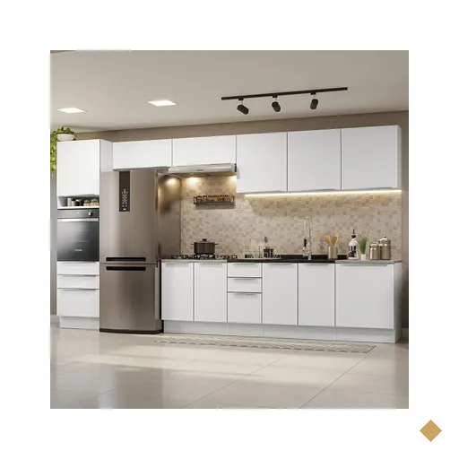 Armário de Cozinha Completa 400cm Branco Veludo Lux da Thauane Madesa