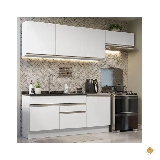 Armário de Cozinha Completa 260cm Branco Glamy Madesa 03