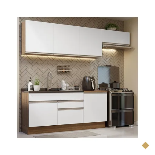 Armário de Cozinha Completa 260cm Rustic/Branco Glamy Madesa 03