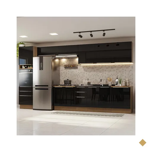 Armário de Cozinha Completa 400cm Rustic/Preto Lux da Thauane Madesa