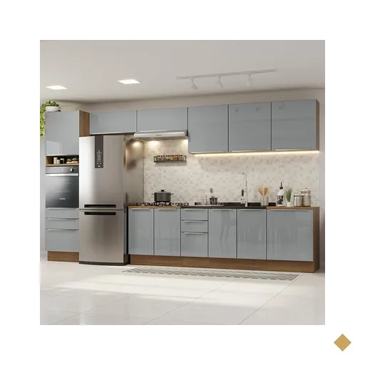 Armário de Cozinha Completa 400cm Rustic/Cinza Lux da Thauane Madesa