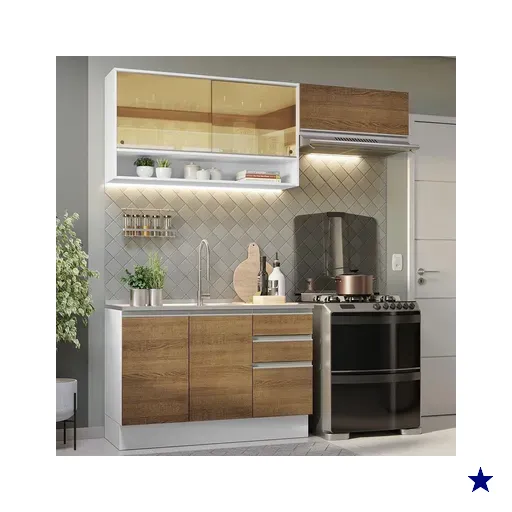 Armário de Cozinha Compacta 200cm Branco/Rustic Glamy Madesa 08