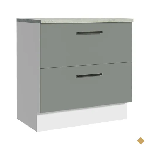 Balcão Armário de Cozinha 80 cm 2 Gavetas Branco/Cinza Agata Madesa