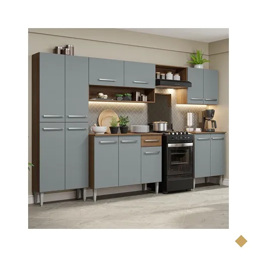 Armário de Cozinha Completa 293cm Rustic/Cinza Emilly Madesa 02
