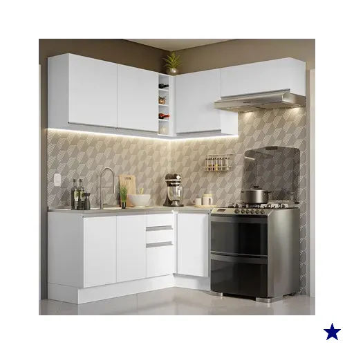 Armário de Cozinha Completa de Canto 349cm Branco Glamy Madesa 07