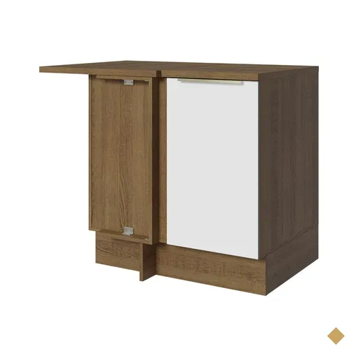 Balcão de Canto 1 Porta Rustic/Branco Veludo Lux Madesa