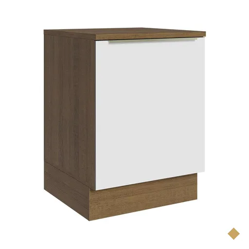 Balcão 60 cm 1 Porta Rustic/Branco Veludo Lux Madesa