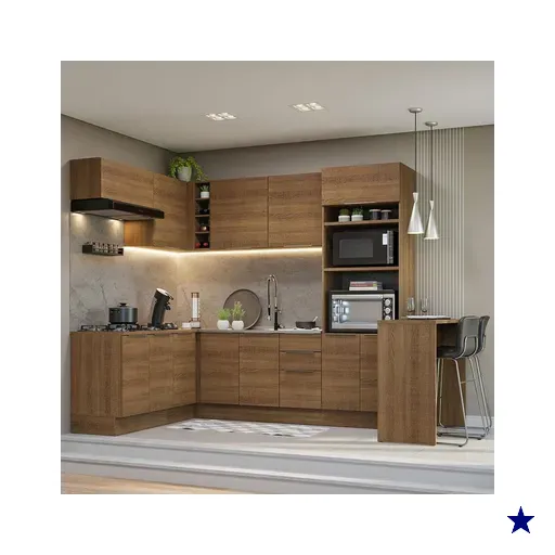 Armário de Cozinha Completa de Canto 489cm Rustic Stella Madesa