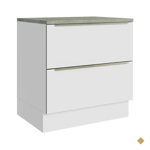 Balcão 80 cm 2 Gavetas Branco/Branco Veludo Lux Madesa