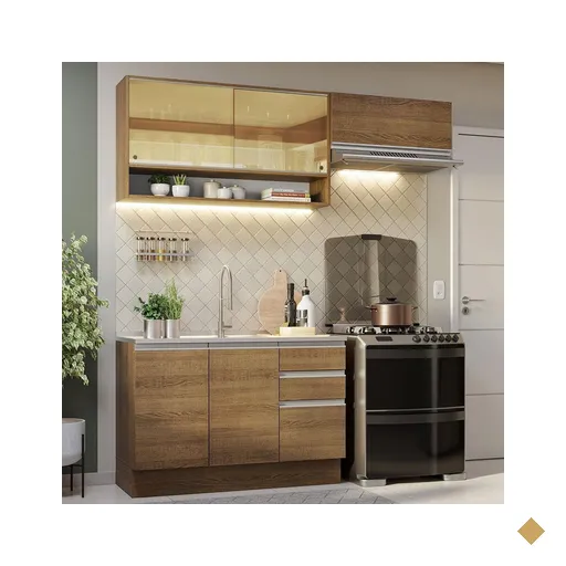 Armário de Cozinha Compacta 200cm Rustic Glamy Madesa 08