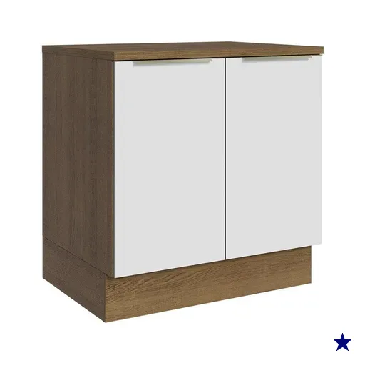 Balcão 80 cm 2 Portas Rustic/Branco Veludo Lux Madesa