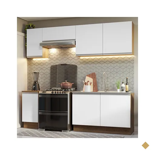 Armário de Cozinha Completa 240cm Rustic/Branco Glamy Madesa 10